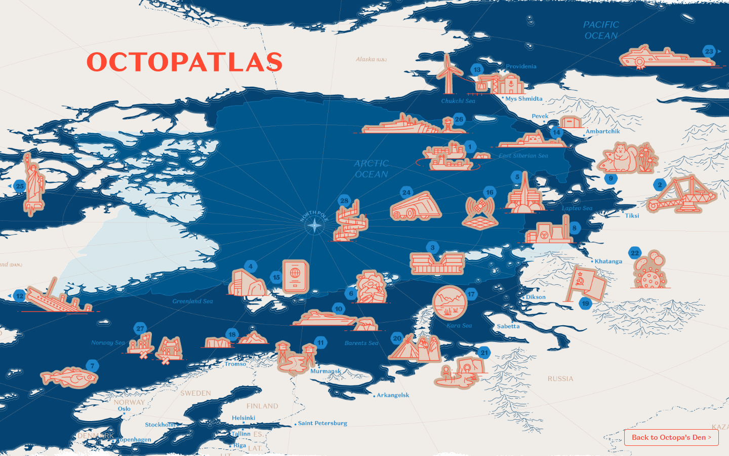 Carte interactive de la route maritime du Nord dans Octopatlas